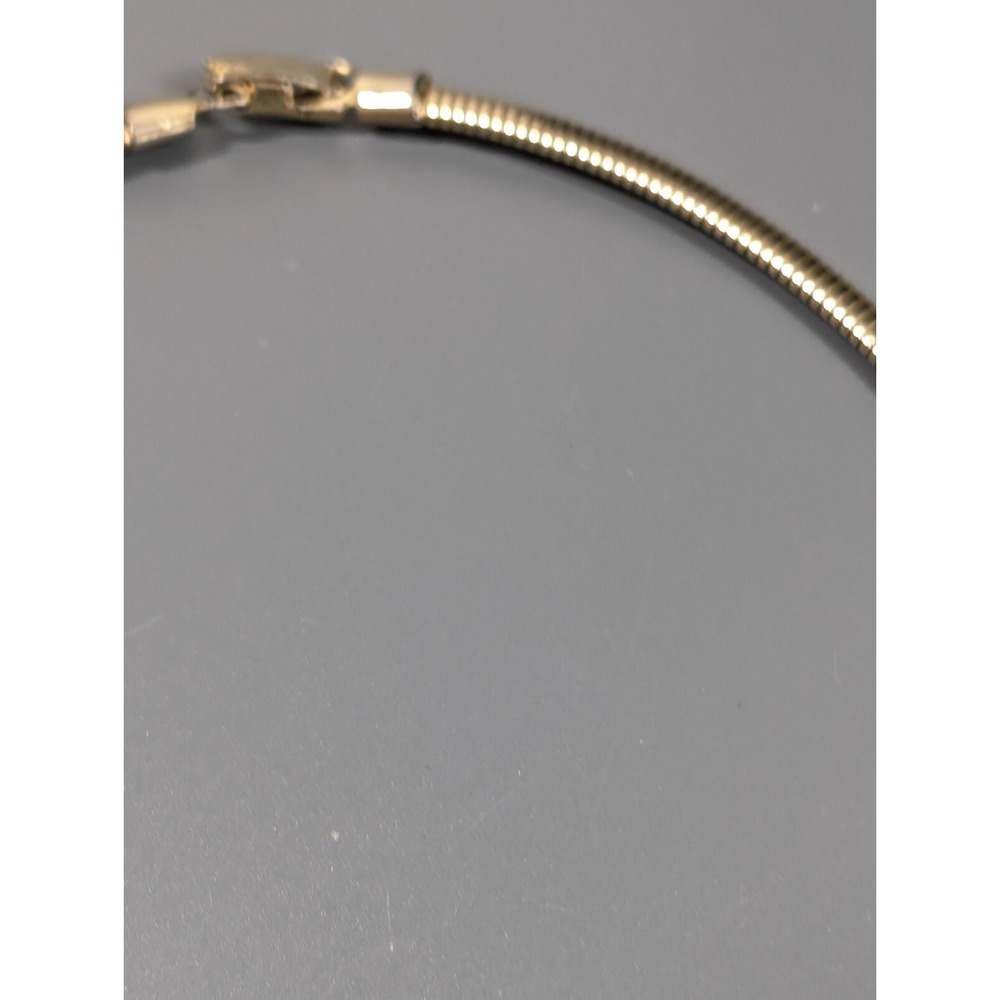 Vintage Gold Tone Omega Chain Necklace Black Enamel V Bar Statement 16" - Picture 7 of 11